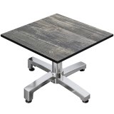 CPBC | Compact Loungetisch | B:T:H 70 x 70 x 38 cm | Rustikal Kiefer / Aluminium | Klappbar | Zusatzgewicht