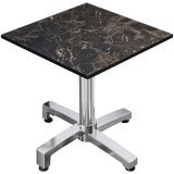 CPBC | HPL Bistro Tisch | B:T:H 60 x 60 x 80 cm | Cappuccino-Marmor / Aluminium | Klappbar + Zusatzgewicht | Quadratisch