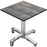 CPBC | HPL Bistro Tisch | B:T:H 60 x 60 x 80 cm | Rustikal Kiefer / Aluminium | Klappbar + Zusatzgewicht | Quadratisch