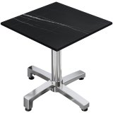 CPBC | HPL Bistro Tisch | B:T:H 60 x 60 x 80 cm | Schwarz Marmor / Aluminium | Klappbar + Zusatzgewicht | Quadratisch