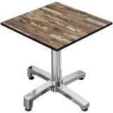 CPBC | HPL Bistro Tisch | B:T:H 60 x 60 x 80 cm | Vintage Old / Aluminium | Klappbar + Zusatzgewicht | Quadratisch