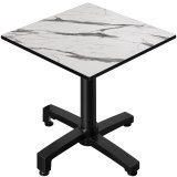 CPBC | HPL Bistro Tisch | B:T:H 60 x 60 x 80 cm | Weiß Marmor / Aluminium | Klappbar + Zusatzgewicht | Quadratisch