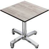 CPBC | HPL Bistro Tisch | B:T:H 70 x 70 x 78 cm | Eiche-Weiß / Aluminium | Zusatzgewicht | Quadratisch
