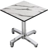 CPBC | HPL Bistro Tisch | B:T:H 70 x 70 x 78 cm | Weiß Marmor / Aluminium | Zusatzgewicht | Quadratisch