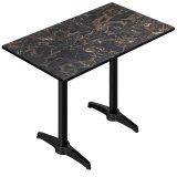 CPBL | HPL Compact Bistro Stehtisch | 120 x 70 x 110 cm | Cappuccino Marmor / Schwarz | Rechteckig