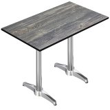 CPBL | HPL Compact Bistro Gående Bord | 130 x 80 x 110 cm | Rustik eg / Sølv | Rektangulær