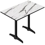 CPBL | HPL Compact Bistro Table Debout | 120 x 70 x 110 cm | Marbre blanc / Noir | Rectangulaire