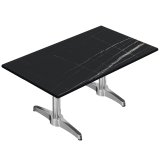 CPBL | Compact Loungetisch | B:T:H 120 x 70 x 38 cm | Schwarz-Marmor / Aluminium | Zusatzgewicht