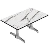 CPBL | Compact Loungetisch | B:T:H 120 x 70 x 38 cm | Weiß-Marmor / Aluminium | Zusatzgewicht