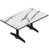 CPBL | Compacte Loungetafel | B: T: H 120 x 70 x 38 cm | Wit-marmer / Zwart aluminium | Extra gewicht