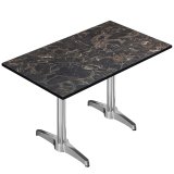 CPBL | HPL Bistrotisch | B:T:H 120 x 70 x 80 cm | Cappuccino-Marmor / Aluminium | Zusatzgewicht | Rechteckig