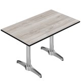 CPBL | HPL Bistrotisch | B:T:H 120 x 70 x 80 cm | Eiche-Weiß / Aluminium | Zusatzgewicht | Rechteckig
