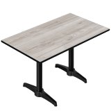 CPBL | HPL Bistrotisch | B:T:H 120 x 70 x 80 cm | Eiche-Weiß / Aluminium Schwarz | Zusatzgewicht | Rechteckig
