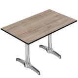 CPBL | HPL Bistrotisch | B:T:H 120 x 70 x 80 cm | Eiche / Aluminium | Zusatzgewicht | Rechteckig