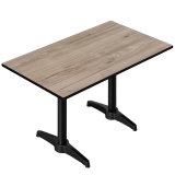 CPBL | HPL Bistrotisch | B:T:H 120 x 70 x 80 cm | Eiche / Aluminium | Zusatzgewicht | Rechteckig