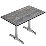 CPBL | HPL Bistrotisch | B:T:H 120 x 70 x 80 cm | Rustikal Kiefer / Aluminium | Zusatzgewicht | Rechteckig