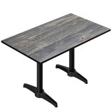 CPBL | HPL Bistro Table | L:W:H 120 x 70 x 80 cm | Rustic Pine / Aluminum | Additional weight | Rectangular