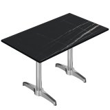 CPBL | HPL Bistrotisch | B:T:H 120 x 70 x 80 cm | Schwarz-Marmor / Aluminium | Zusatzgewicht | Rechteckig