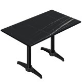 CPBL | HPL Bistro Table | W:D:H 120 x 70 x 80 cm | Black Marble / Black Aluminum | Additional Weight | Rectangular