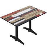 CPBL | HPL Bistrotisch | B:T:H 120 x 70 x 80 cm | Vintage Bunt / Aluminium | Zusatzgewicht | Rechteckig