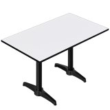 CPBL | HPL Bistrotisch | B:T:H 120 x 70 x 80 cm | Weiß / Aluminium Schwarz | Zusatzgewicht | Rechteckig