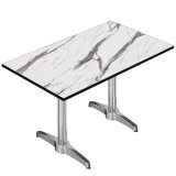 CPBL | Mesa de Bistrot HPL | P:A:Al 120 x 70 x 80 cm | Mármol blanco / Aluminio | Peso adicional | Rectangular