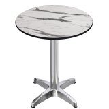 CPBL | HPL Compact Bistro ståbord | Ø 70 x 110 cm | Hopfällbart + extra vikt | Vit marmor / Aluminium