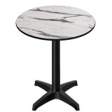 CPBL | HPL Compact Bistro Højbord | Ø 70 x 110 cm | Foldbart + Ekstra vægt | Hvid marmor / Sort