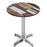 CPBL | HPL Compact Bistro Stół stojący | Średnica 70 x 110 cm | + Dodatkowy ciężar | Vintage Kolorowy / Aluminium