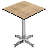 CPBL | HPL Compact Bistro Borde- og standbord | 70 x 70 x 110 cm | Foldbart + Ekstra vægt | Eg / Aluminium