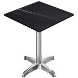 CPBL | HPL Compact Bistro Højbord | 70 x 70 x 110 cm | Klapbar + Ekstra vægt | Sort marmor / aluminium