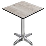 CPBL | HPL Compact Bistro Stehtisch | 60 x 60 x 110 cm | + Zusatzgewicht | Eiche Weiß / Aluminium