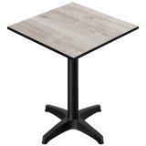 CPBL | HPL Compact Bistro Table de Bar | 70 x 70 x 110 cm | + Poids additionnel | Chêne blanc / Noir