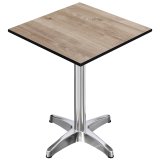 CPBL | HPL Compact Bistro Sidabord | 70 x 70 x 110 cm | + Ekstra vægt | Rustik eg / aluminium