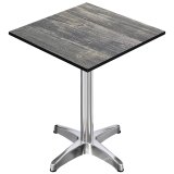 CPBL | HPL Compact Bistro Stehtisch | 70 x 70 x 110 cm | + Zusatzgewicht | Rustikal Kiefer / Aluminium