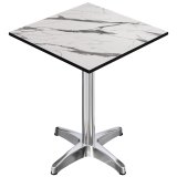 CPBL | HPL Compact Bistro Højt bord | 70 x 70 x 110 cm | + Ekstra vægt | Hvid marmor / Aluminium