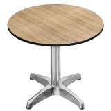 CPBL | Mesa de bistró HPL | Diámetro: H 70 x 78 cm | Roble / Aluminio | Plegable + peso adicional | Redonda
