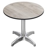 CPBL | HPL Bistro Bord | Ø: H 70 x 78 cm | Eike-Hvitt / Aluminium | Brettbar + Ekstra vekt | Rund