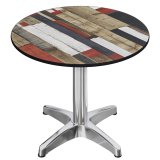 CPBL | HPL Bistro Stół | Ø: H 70 x 78 cm | Vintage Kolorowy / Aluminium | Składany + Dodatkowy ciężar | Okrągły