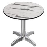 CPBL | Tavolo da bistrot HPL | Ø: H 60 x 78 cm | Marmo bianco / Alluminio | Pieghevole + peso aggiuntivo | Rotondo