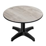 CPBL | Compact Loungetisch | Ø:H 70 x 38 cm | Eiche-Weiß / Aluminium Schwarz | Zusatzgewicht