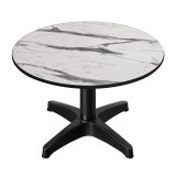 CPBL | Compact Loungetisch | Ø:H 70 x 38 cm | Weiß-Marmor / Aluminium Schwarz | Zusatzgewicht