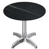 CPBL | HPL Bistrotafel | ∅:H 60 x 80 cm | Zwart-Marmer / Aluminium | Extra gewicht | Rond