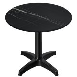 CPBL | HPL Bistrotisch | Ø:H 60 x 80 cm | Zwart-Marmer / Zwart Aluminium | Extra gewicht | Rond