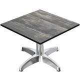 CPBL | Compact Loungetisch | B:T:H 70 x 70 x 38 cm | Rustikal Kiefer / Aluminium | Klappbar | Zusatzgewicht