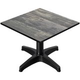 CPBL | Compact Loungetisch | B:T:H 70 x 70 x 38 cm | Rustikal Kiefer / Aluminium | Klappbar | Zusatzgewicht