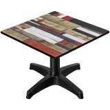 CPBL | Compact Loungetisch | B:T:H 70 x 70 x 38 cm | Vintage Bunt / Aluminium | Klappbar | Zusatzgewicht