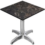 CPBL | HPL Bistro Tisch | B:T:H 70 x 70 x 78 cm | Cappuccino-Marmor / Aluminium | Klappbar + Zusatzgewicht | Quadratisch