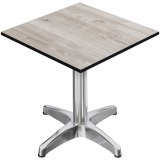 CPBL | HPL Bistro Tisch | B:T:H 70 x 70 x 78 cm | Eiche-Weiß / Aluminium | Klappbar + Zusatzgewicht | Quadratisch