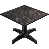 CPBL | Compact Loungetisch | B:T:H 70 x 70 x 38 cm | Cappuccino-Marmor / Aluminium Schwarz | Zusatzgewicht